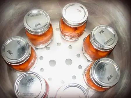 Carrots in pressure canner.