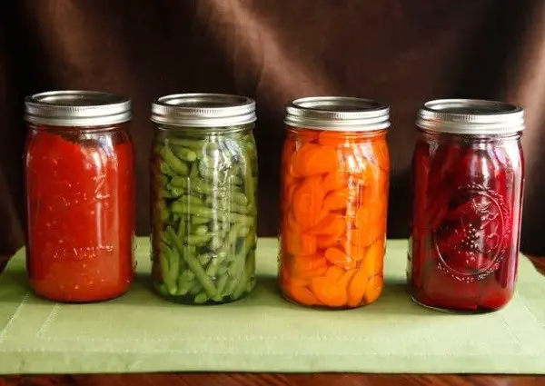 Jars with food.