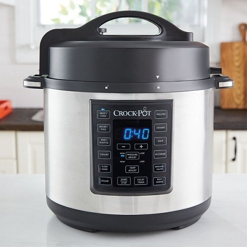 Crock-Pot 6 Qt 8-in-1 Multi-Use Express Crock Programmable Slow Cooker, Pressure Cooker, Sauté, and Steamer, Stainless Steel (SCCPPC600-V1)