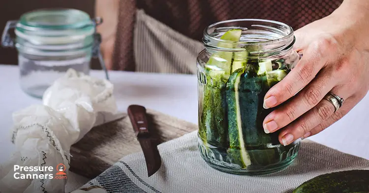 Cucumbers in a glass jar