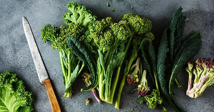 Fresh picked greens from the garden, collards, kale, broccoli. Clean food. Healthy product.