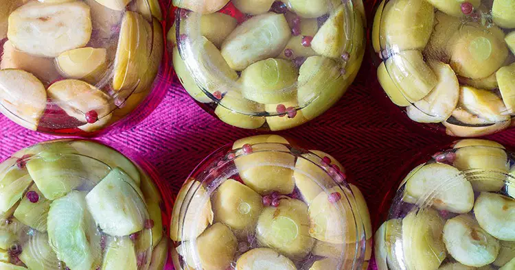 Homemade canned fruit compote for the winter.