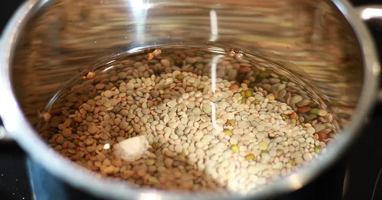 lentils to soak in a pot