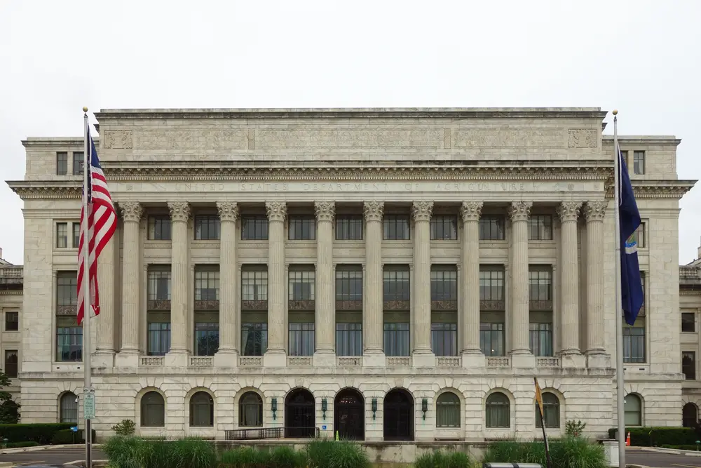 A photograph of the USDA building in Washington, D.C.