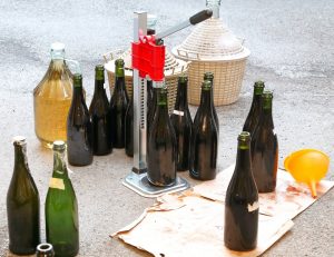 wine bottles and supplies